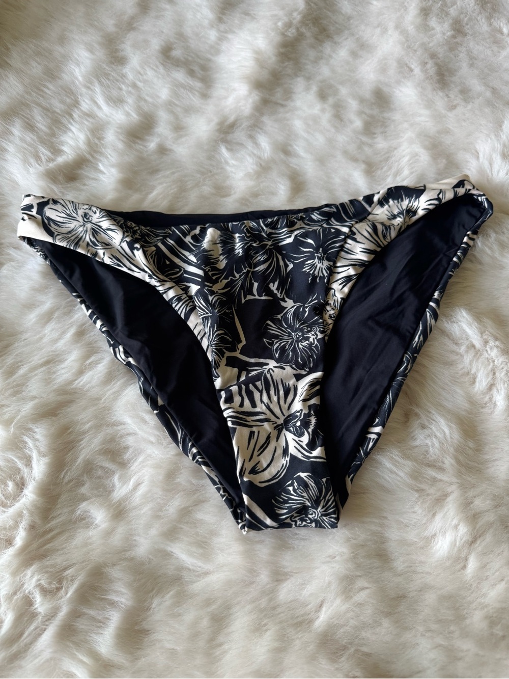 Maaji Black and Cream Floral Swim Bottom